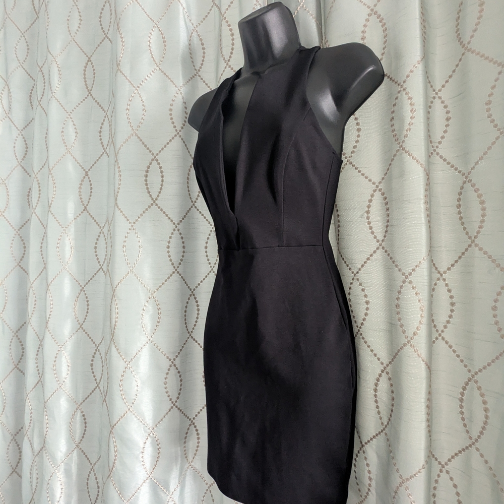 Solemio Los Angeles Black Dress W/ Plung Neckline - Small - Picture 2 of 9